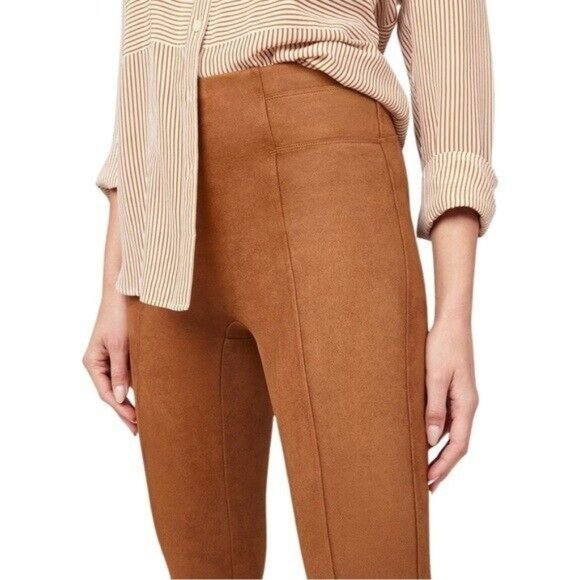 Spanx Faux Suede Rich Caramel Leggings - Picture 2 of 11